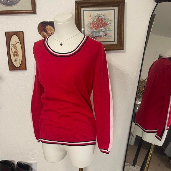 Herritage Brand Tommy Hilfiger Stripe Sleeve Nautical Preppy Sweater - Picture 2 of 8